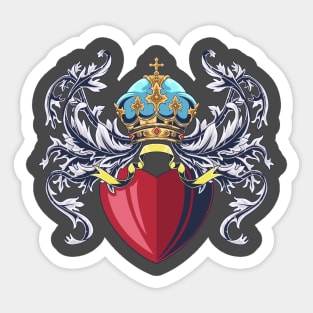 A coat of arm crest heraldic medieval knight with heart or love symbol Sticker